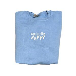 Chose Happy Positive Design Embroidered Sweatshirt